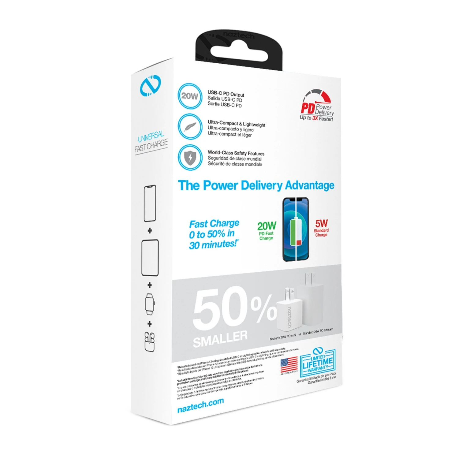 Naztech 20W Mini White USB-C PD Wall Charger Hub 4 Naztech 20W Mini White USB-C PD Wall Charger Hub - Image 2