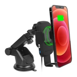 Naztech 15W Black Smart Grip Wireless Charging Car Mount W/ Vent Mount & Suction Mount
