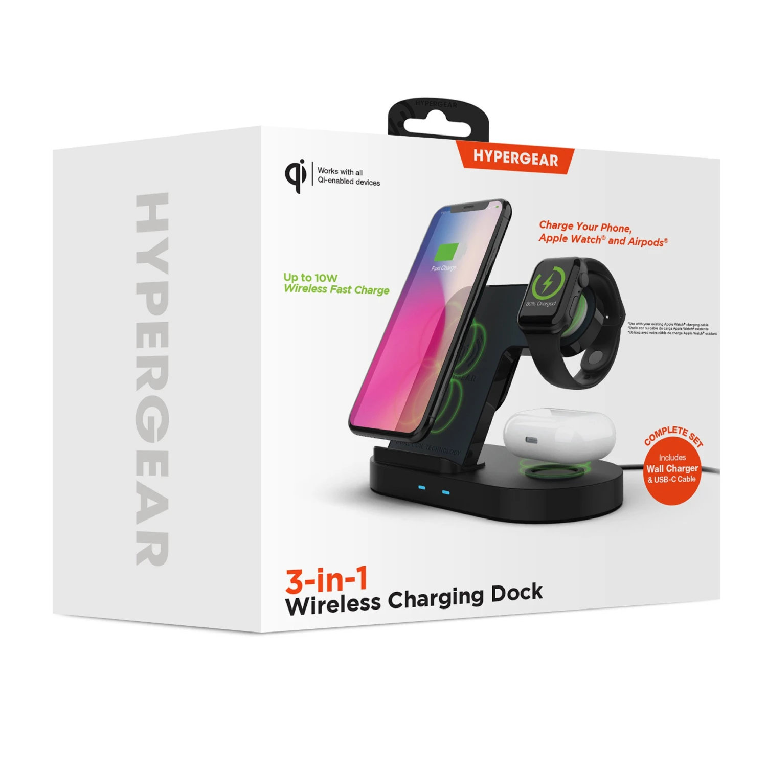 Hypergear 20W Black 3-in-1 Wireless Charging Dock For Phone, Watch & Wireless Headphones 4 Hypergear 20W Black 3-in-1 Wireless Charging Dock For Phone, Watch & Wireless Headphones - Image 2