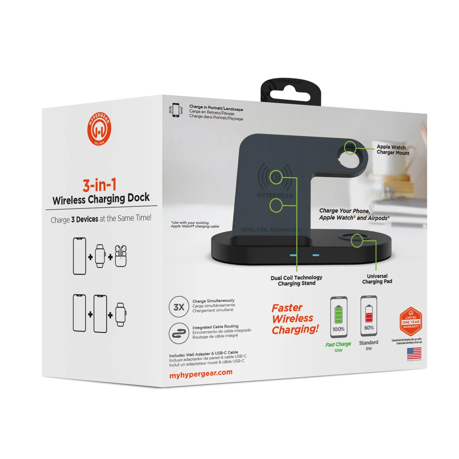 Hypergear 20W Black 3-in-1 Wireless Charging Dock For Phone, Watch & Wireless Headphones 5 Hypergear 20W Black 3-in-1 Wireless Charging Dock For Phone, Watch & Wireless Headphones - Image 3