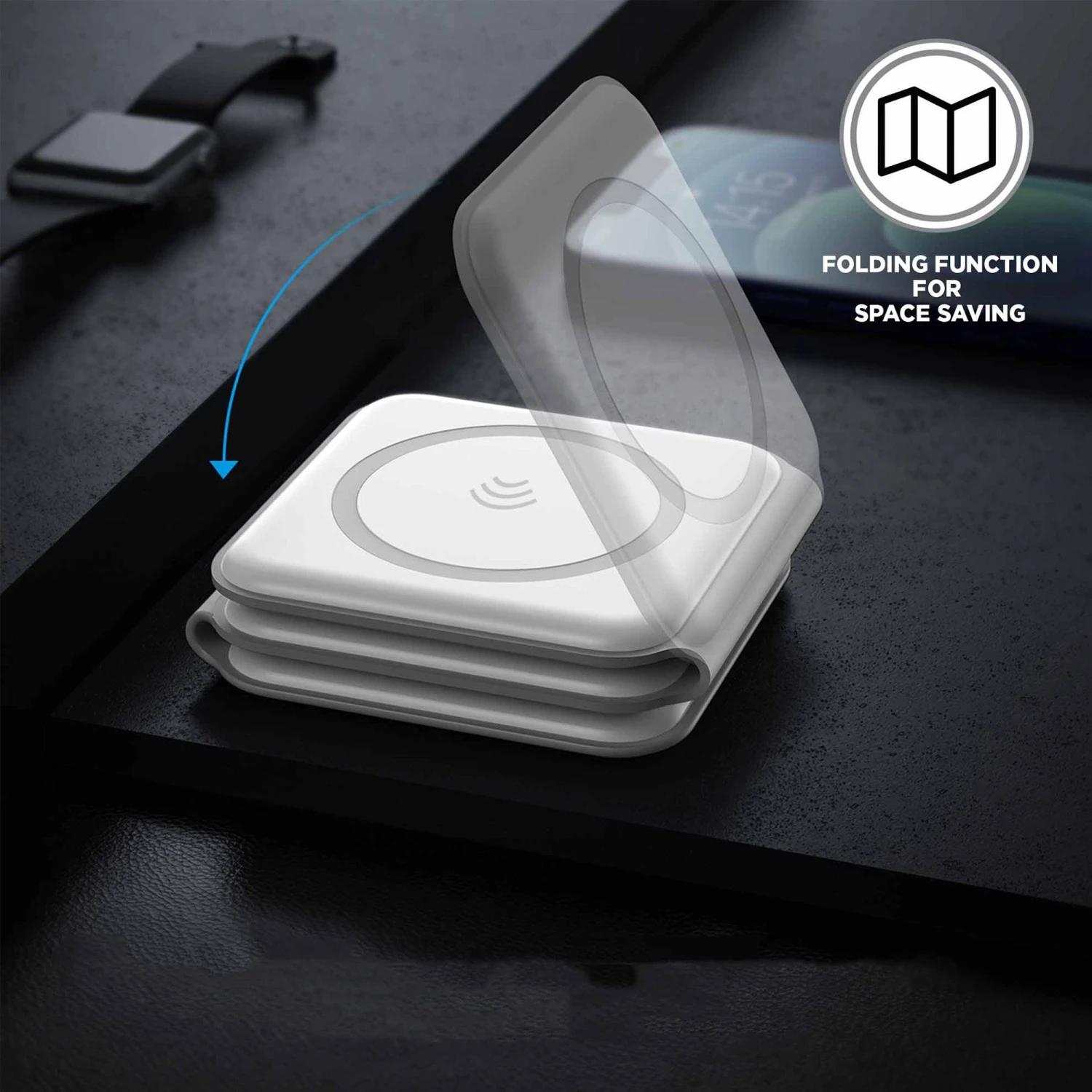 Uunique 15W Trio 3in1 Magnetic Foldable Wireless Charger - White 8 Uunique 15W Trio 3in1 Magnetic Foldable Wireless Charger - White - Image 6