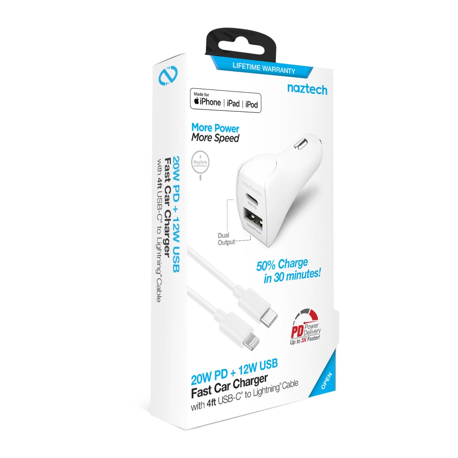 Naztech 20W USB-C PD & 12W USB-A Fast Car Charger With USB-C To Lightning 8 Naztech 20W USB-C PD & 12W USB-A Fast Car Charger With USB-C To Lightning - Image 6