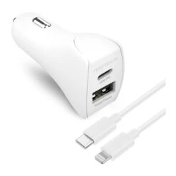 OtterBox Store 9 Naztech 20W USB-C PD & 12W USB-A Fast Car Charger With USB-C To Lightning