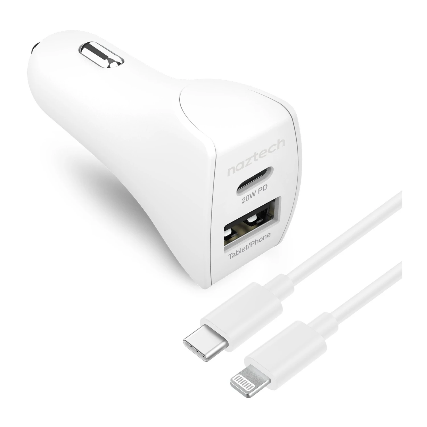 Naztech 20W USB-C PD & 12W USB-A Fast Car Charger With USB-C To Lightning 3 Naztech 20W USB-C PD & 12W USB-A Fast Car Charger With USB-C To Lightning