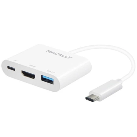 Macally USB-C 3 In 1 Multiport 4K HDMI Adapter - White 3 Macally USB-C 3 In 1 Multiport 4K HDMI Adapter - White