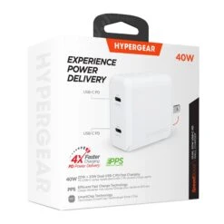 Hypergear 40W Dual Port 20W USB-C PD Wall USB-C PD/PPS Wall Charger Hub - White -OtterBox Store 63696cd77f21c394004650