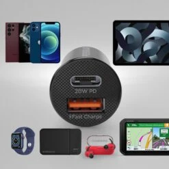 HyperGear Mini 20W USB-C PD + 18W USB Fast Car Charger - Black -OtterBox Store 6407bde40f711845865283