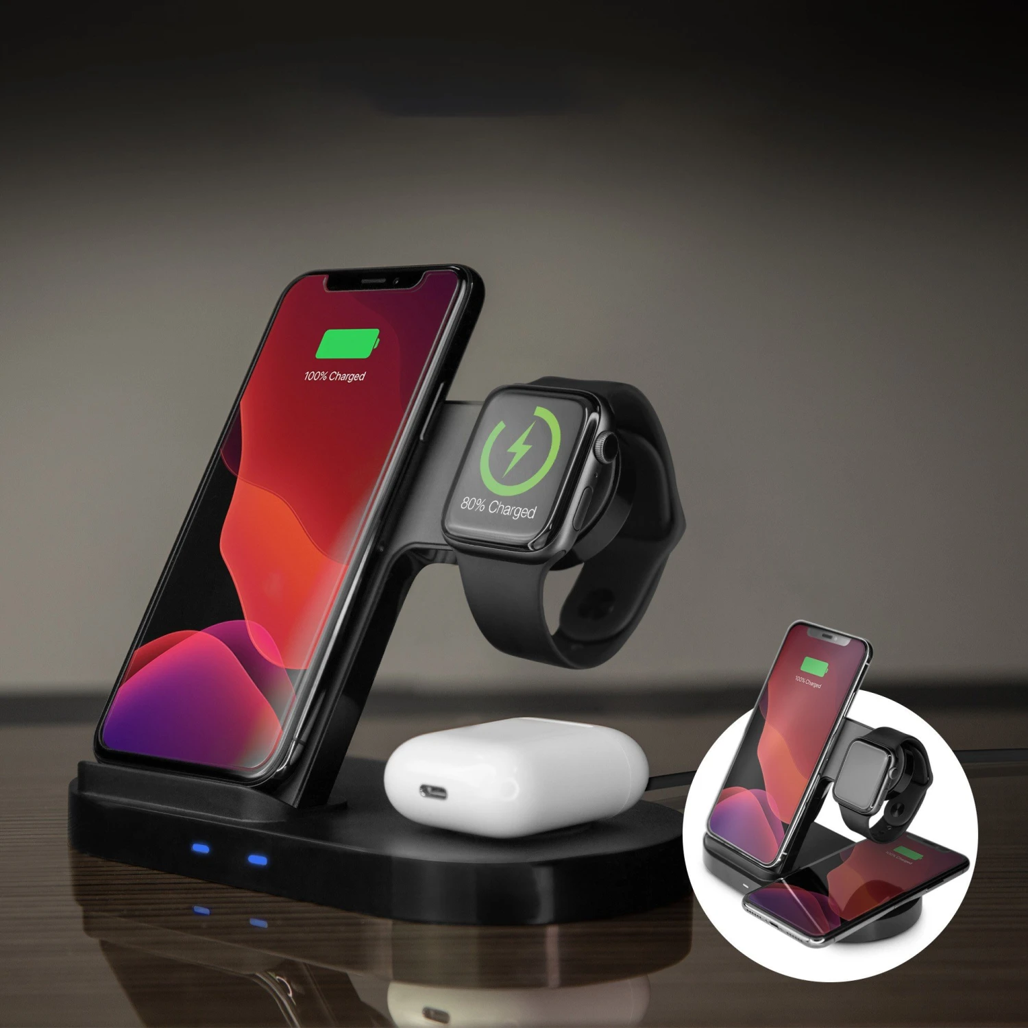 Hypergear 20W Black 3-in-1 Wireless Charging Dock For Phone, Watch & Wireless Headphones 7 Hypergear 20W Black 3-in-1 Wireless Charging Dock For Phone, Watch & Wireless Headphones - Image 5