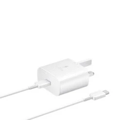 Official Samsung 25W Fast Mains Charger & 1m USB-C To C Cable - White