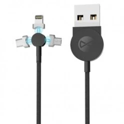 Forever Core Magnetic 3 In1 USB Data Cable 1m - Black