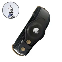 Olixar Genuine Leather Apple AirTags Dog Collar - Large - Black