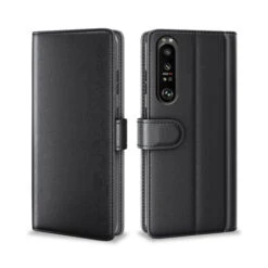 Olixar Genuine Leather Sony Xperia 1 III Wallet Stand Case - Black