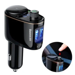 Baseus Bluetooth Android And IPhone FM Transmitter Car Charger - Black