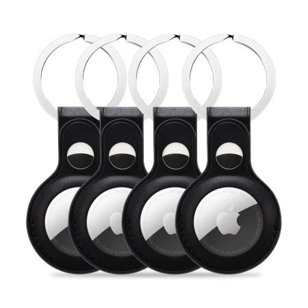 Olixar Apple AirTags Leather-Style Black Protective Keyring - Four Pack 3 Olixar Apple AirTags Leather-Style Black Protective Keyring - Four Pack