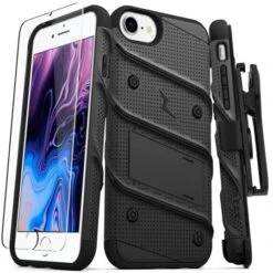 Zizo Bolt Series Black Tough Case & Screen Protector - For IPhone SE 2022
