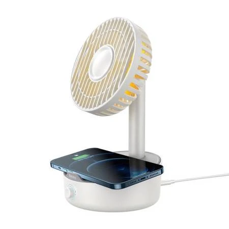 Baseus Hermit 2-in-1 Desktop Fan With Wireless Charger - White 3 Baseus Hermit 2-in-1 Desktop Fan With Wireless Charger - White