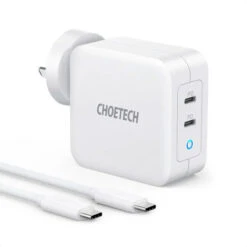 Choetech 100W USB-C Dual GaN Charger With 1.8M USB-C Cable - White
