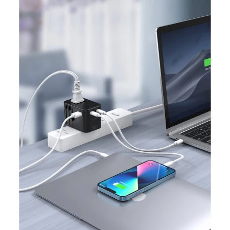 Choetech Universal 65W PD GaN Travel Charging Adapter With 2 USB-C Ports - Black 3 Choetech Universal 65W PD GaN Travel Charging Adapter With 2 USB-C Ports - Black