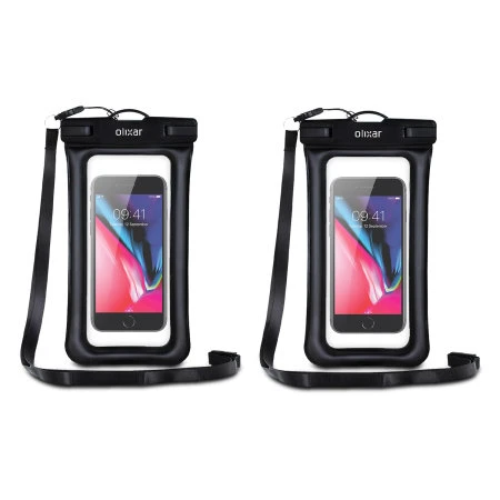Olixar 2 Pack Universal Waterproof Phone Pouch With Lanyard For Smartphones - Black 3 Olixar 2 Pack Universal Waterproof Phone Pouch With Lanyard For Smartphones - Black
