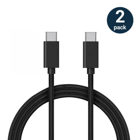 Olixar Black 100W 1.5m Braided USB-C To C Fast Charging Cable - 2 Pack 3 Olixar Black 100W 1.5m Braided USB-C To C Fast Charging Cable - 2 Pack