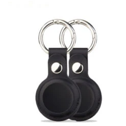 Olixar Genuine Leather 2 Pack Apple AirTags Keyring Case With Solid Back