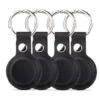 Olixar Genuine Leather 4 Pack Apple AirTags Keyring Case With Solid Back