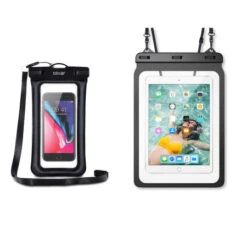 Olixar Universal 2 Pack Black Waterproof Pouches - For Phones And Tablets Up To 12.9"