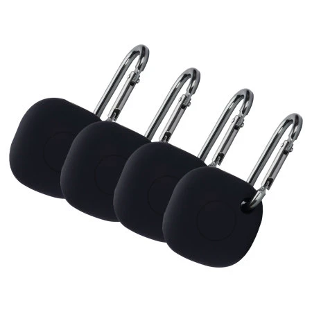 Olixar 4 Pack Black Silicone Covers With Carabiner - For Samsung Galaxy SmartTags 3 Olixar 4 Pack Black Silicone Covers With Carabiner - For Samsung Galaxy SmartTags