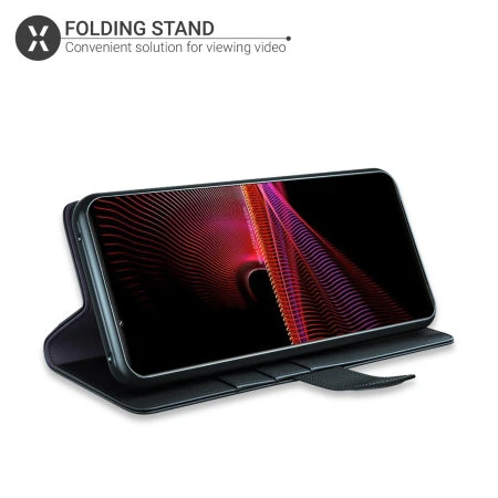 Olixar Genuine Leather Sony Xperia 1 III Wallet Stand Case - Black 3 Olixar Genuine Leather Sony Xperia 1 III Wallet Stand Case - Black - Image 2