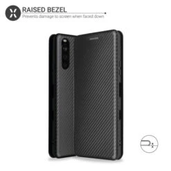 Olixar Carbon Fibre Sony Xperia 1 III Wallet Stand Case - Black -OtterBox Store a 457