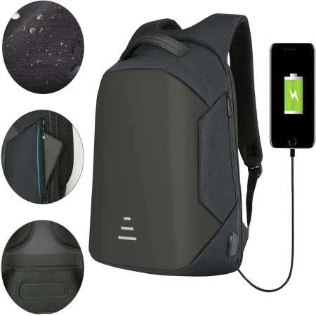 Aquarius Anti Theft And Water-Resistant Backpack With USB Charging Port- Black 4 Aquarius Anti Theft And Water-Resistant Backpack With USB Charging Port- Black - Image 2