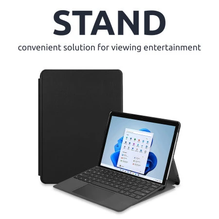 Olixar Leather-Style Microsoft Surface Pro 8 Folio Stand Case - Black 4 Olixar Leather-Style Microsoft Surface Pro 8 Folio Stand Case - Black - Image 2