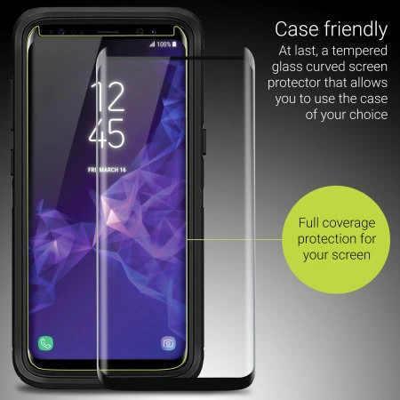 Olixar Galaxy S9 Case Compatible Glass Screen Protector - Black 4 Olixar Galaxy S9 Case Compatible Glass Screen Protector - Black - Image 2