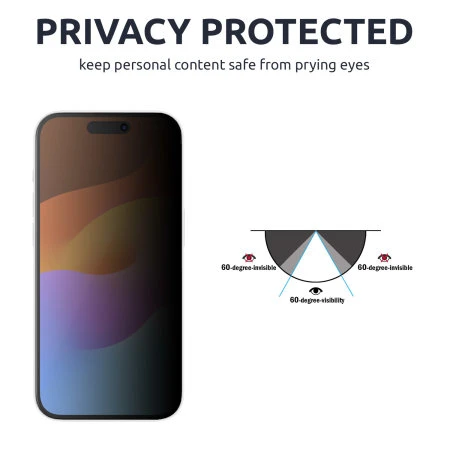 Olixar Privacy Tempered Glass Screen Protector - For IPhone 15 4 Olixar Privacy Tempered Glass Screen Protector - For IPhone 15 - Image 2