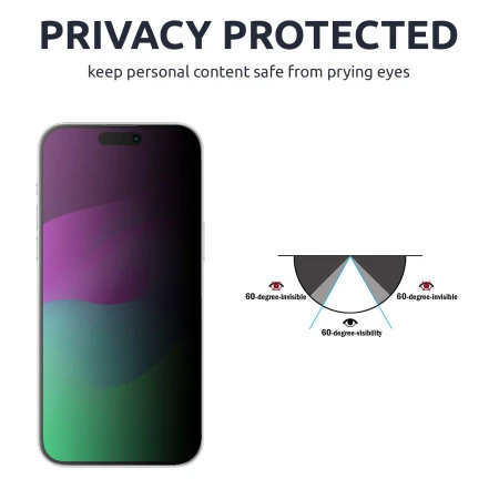 Olixar Privacy Tempered Glass Screen Protector - For IPhone 15 Pro 4 Olixar Privacy Tempered Glass Screen Protector - For IPhone 15 Pro - Image 2