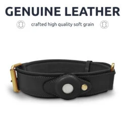 Olixar Genuine Leather Apple AirTags Dog Collar - Medium - Black -OtterBox Store b 221
