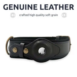 Olixar Genuine Leather Apple AirTags Dog Collar - Large - Black -OtterBox Store b 249