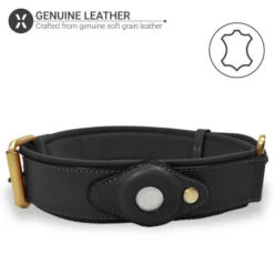 Olixar Genuine Leather Apple AirTags Dog Collar - Small - Black -OtterBox Store b 266