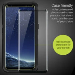 Olixar Galaxy S8 Case Compatible Glass Screen Protector - Black -OtterBox Store b 636