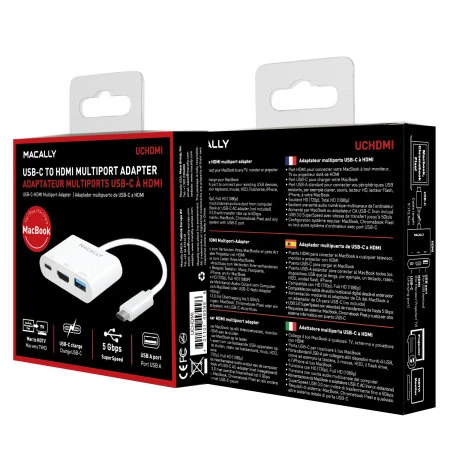 Macally USB-C 3 In 1 Multiport 4K HDMI Adapter - White 6 Macally USB-C 3 In 1 Multiport 4K HDMI Adapter - White - Image 4