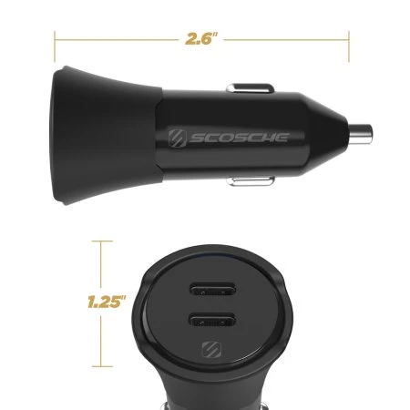 Scosche 40W Dual Fast Charging USB-C PD Car Charger - Black 6 Scosche 40W Dual Fast Charging USB-C PD Car Charger - Black - Image 4