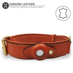 Olixar Genuine Leather Apple AirTags Dog Collar - Large - Brown -OtterBox Store c 226