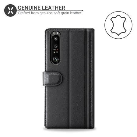 Olixar Genuine Leather Sony Xperia 1 III Wallet Stand Case - Black 5 Olixar Genuine Leather Sony Xperia 1 III Wallet Stand Case - Black - Image 4