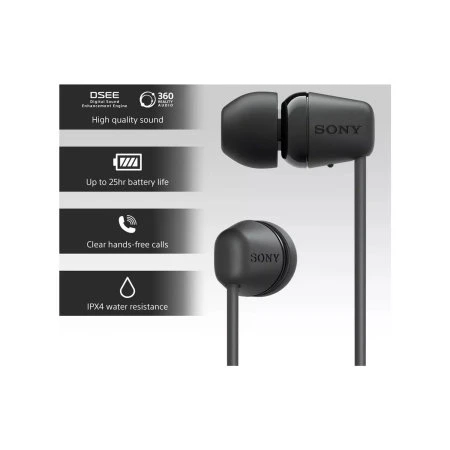 Official Sony WI C100 In-Ear Wireless Headphones - Black 6 Official Sony WI C100 In-Ear Wireless Headphones - Black - Image 4