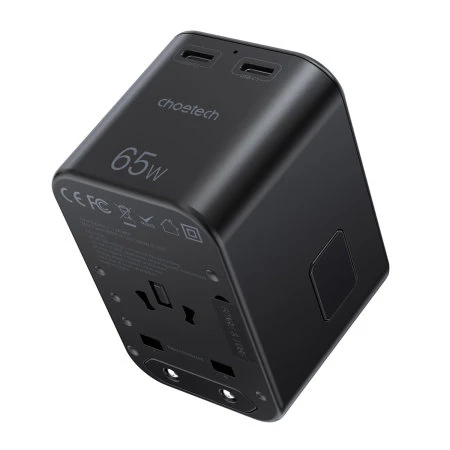 Choetech Universal 65W PD GaN Travel Charging Adapter With 2 USB-C Ports - Black 6 Choetech Universal 65W PD GaN Travel Charging Adapter With 2 USB-C Ports - Black - Image 4