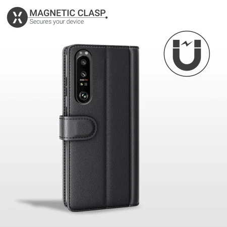 Olixar Genuine Leather Sony Xperia 1 III Wallet Stand Case - Black 6 Olixar Genuine Leather Sony Xperia 1 III Wallet Stand Case - Black - Image 5