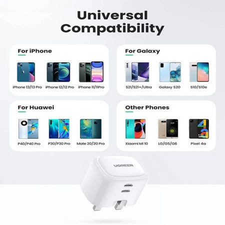 Ugreen 40W Dual Fast Charging USB-C Foldable Mains Charger 7 Ugreen 40W Dual Fast Charging USB-C Foldable Mains Charger - Image 5