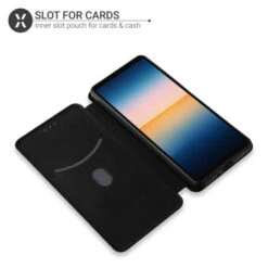 Olixar Carbon Fibre Sony Xperia 1 III Wallet Stand Case - Black -OtterBox Store d 374