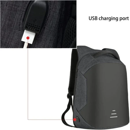 Aquarius Anti Theft And Water-Resistant Backpack With USB Charging Port- Black 7 Aquarius Anti Theft And Water-Resistant Backpack With USB Charging Port- Black - Image 5