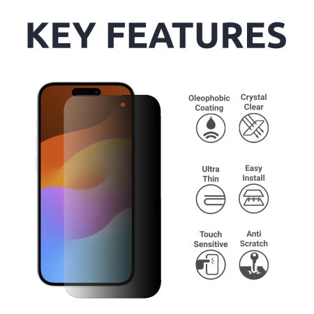 Olixar Privacy Tempered Glass Screen Protector - For IPhone 15 7 Olixar Privacy Tempered Glass Screen Protector - For IPhone 15 - Image 5